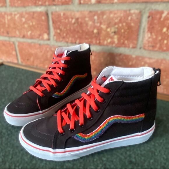 Vans SK8-Hi Zip Chenille Rainbow Kids Size 3.5 - Picture 9 of 14